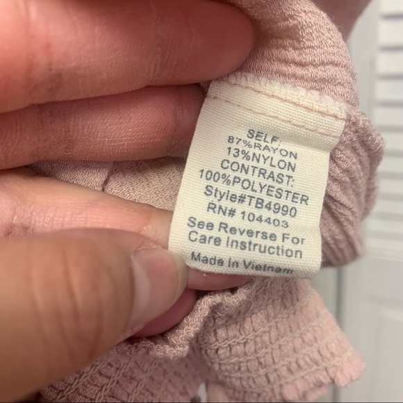 Pink Crepe Wrap Blouse with Black Lace Detailing and Ruffle Sleeves - Picture 9 of 9